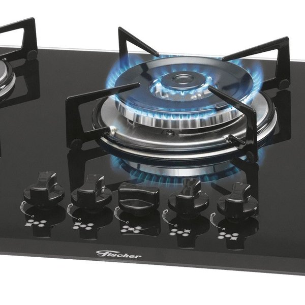 Fogão Cooktop Fischer 5Q TC Gás Mesa Vidro