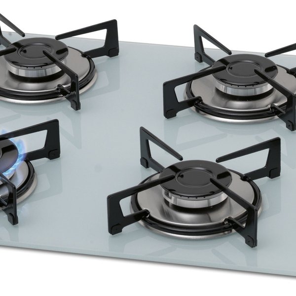 fogão Cooktop Fischer 4Q Gás Mesa Vidro - branco