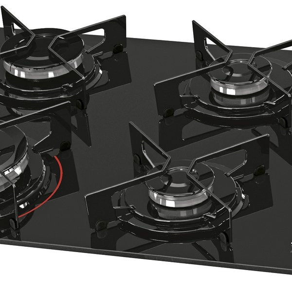 Fogao Cooktop Fischer 4Q TC Fit Line Gas Mesa vidro