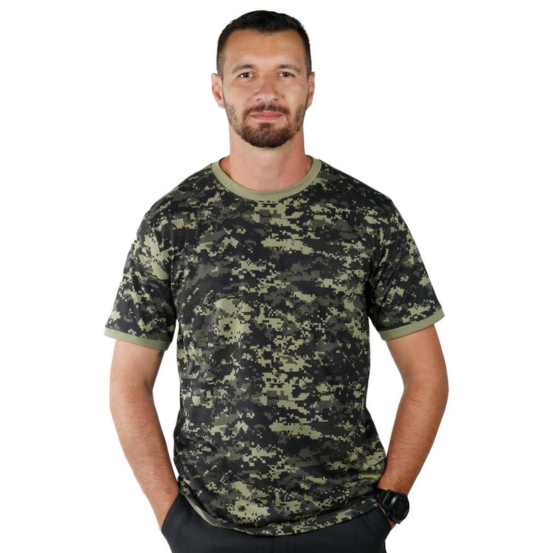 camiseta camuflada digital verde claro frente