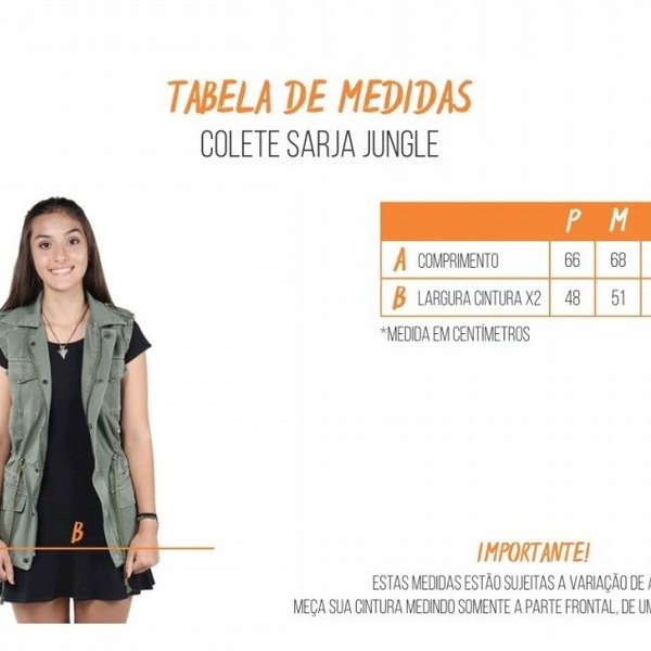 tabela medidas colete