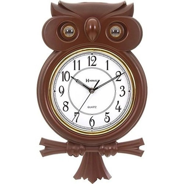 relogio parede coruja pendulo musical herweg 530006 84