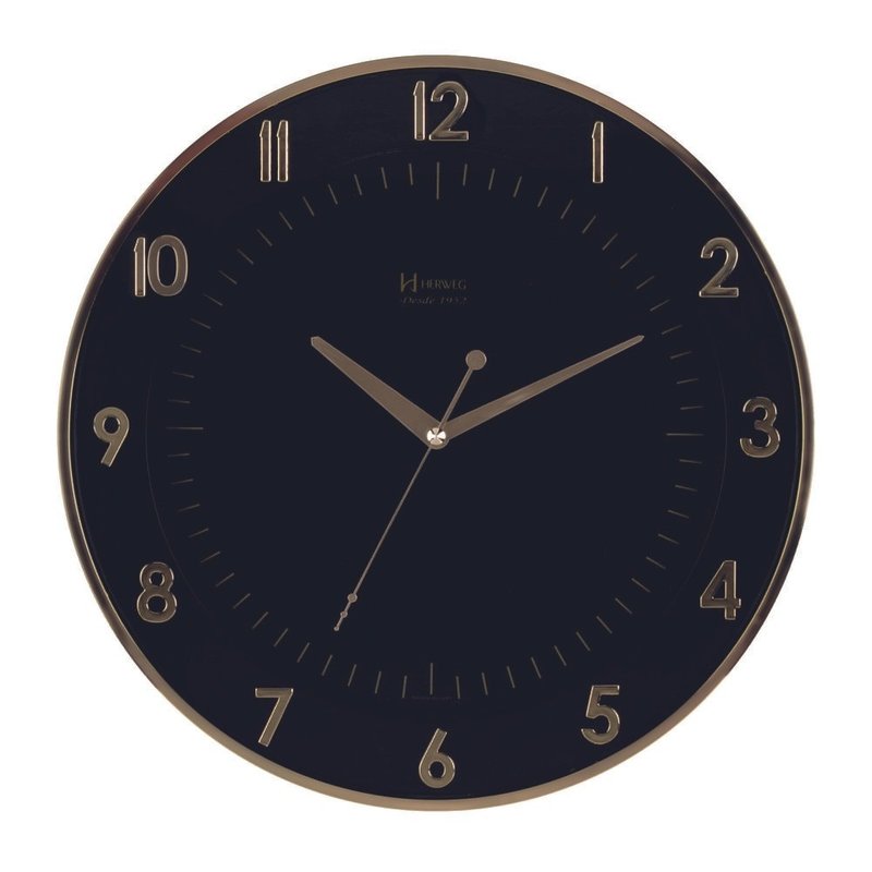 relogio 6803 parede 35cm tic tac preto dourado ouro herweg
