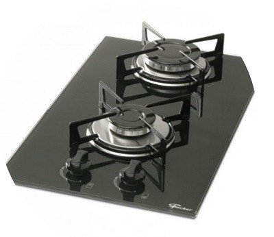 fogao cooktop fischer 2q gas mesa vidro 2