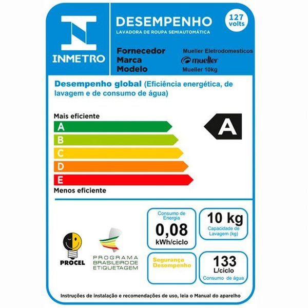 lg mueller lavadora semiautomatica family lite 10 kg branca 2463 139