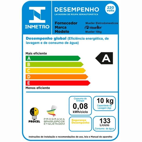 lg mueller lavadora semiautomatica family lite 10 kg branca 2463 224