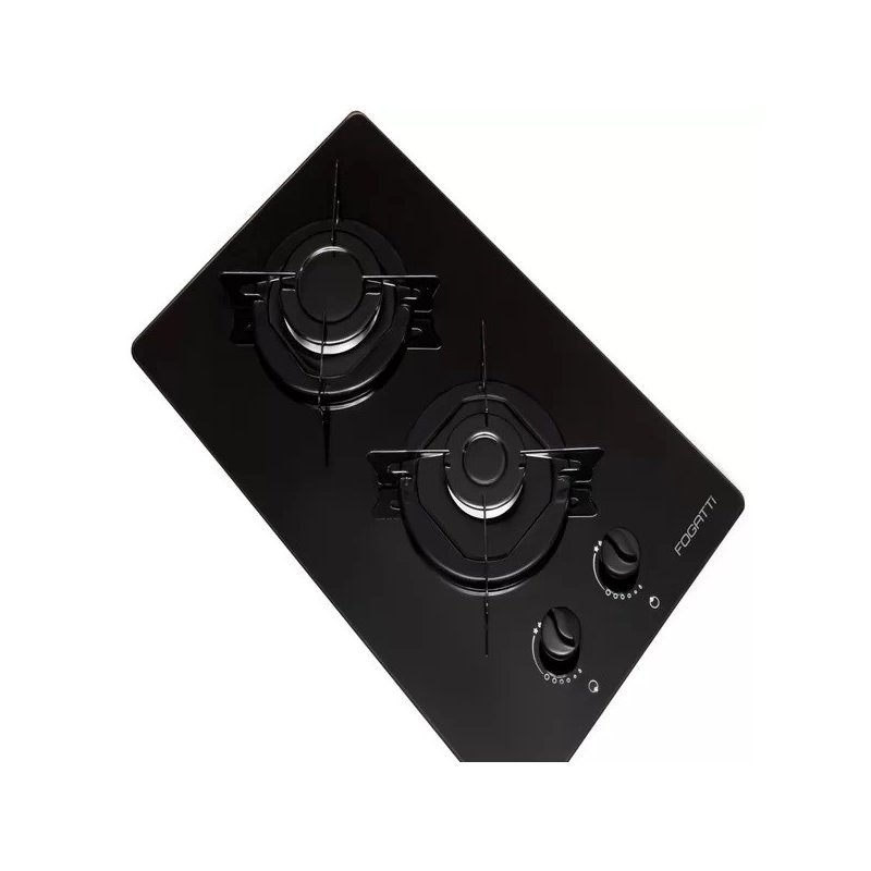 cooktop 2 bocas mesa em vidro preto fogatti esmaltado