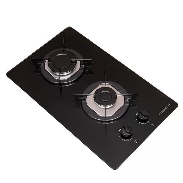 cooktop 2 bocas mesa em vidro preto fogatti inox