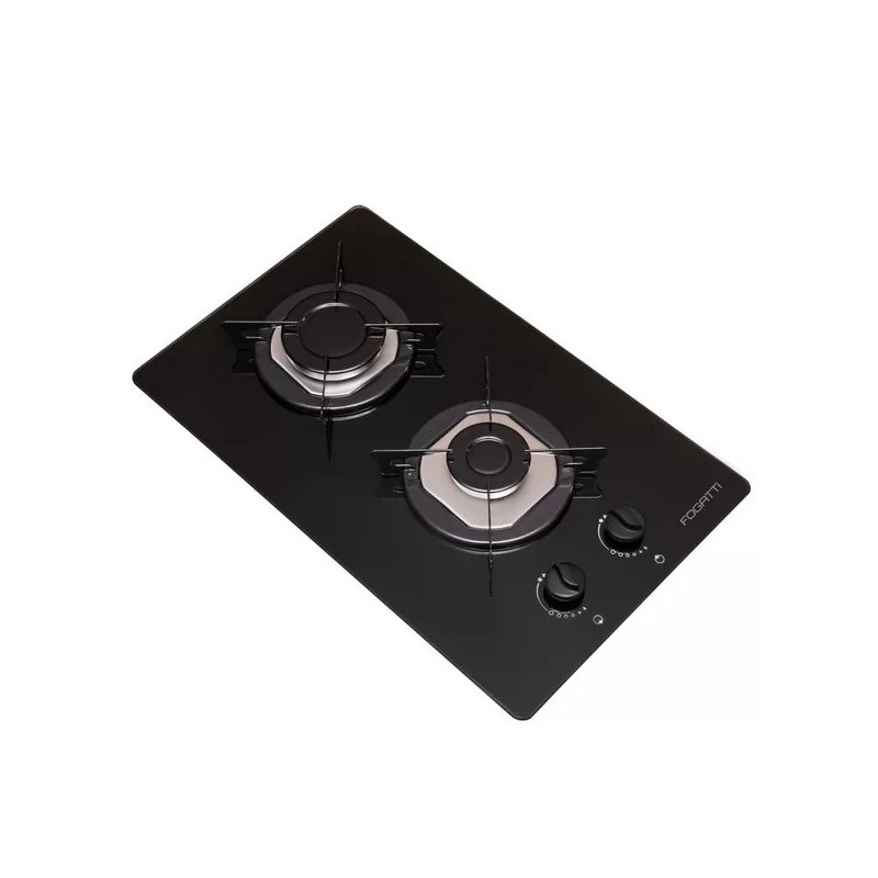 cooktop 2 bocas mesa em vidro preto fogatti inox