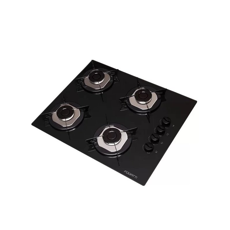 cooktop 4 bocas mesa em vidro preto fogatti inox