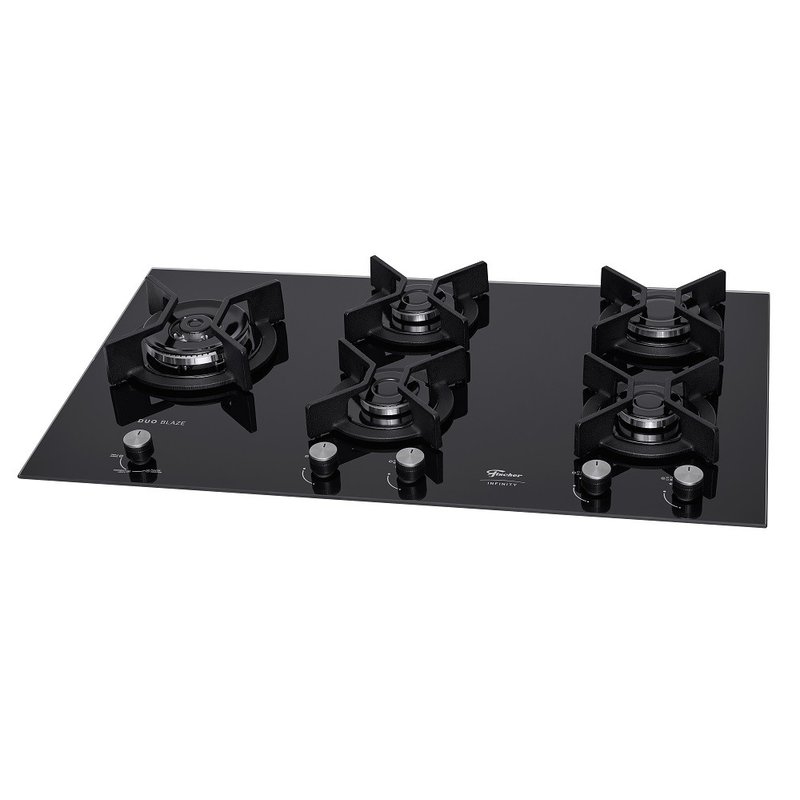 fogao cooktop fischer 5q tc infinity duo blaze gas mesa vidro 1