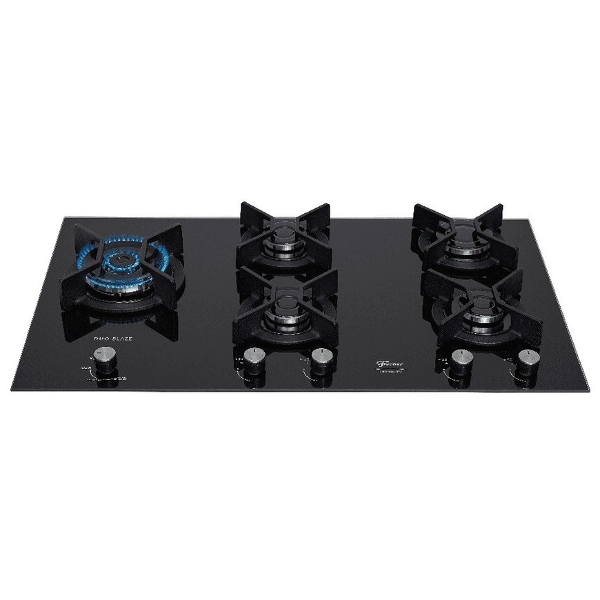 fogao cooktop fischer 5q tc infinity duo blaze gas mesa vidro 6