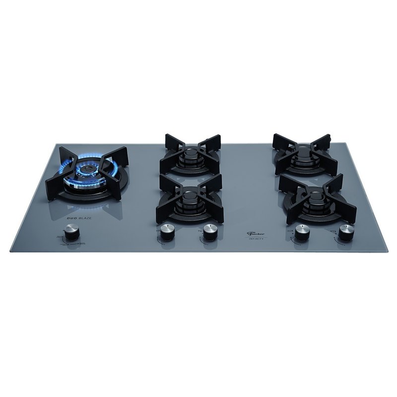 fogao cooktop fischer 5q tc infinity duo gas mesa vidro eiger 1