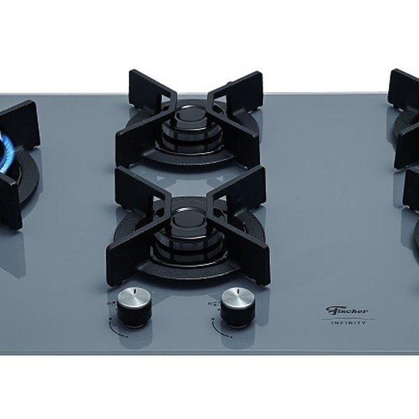 fogao cooktop fischer 5q tc infinity duo gas mesa vidro eiger 5