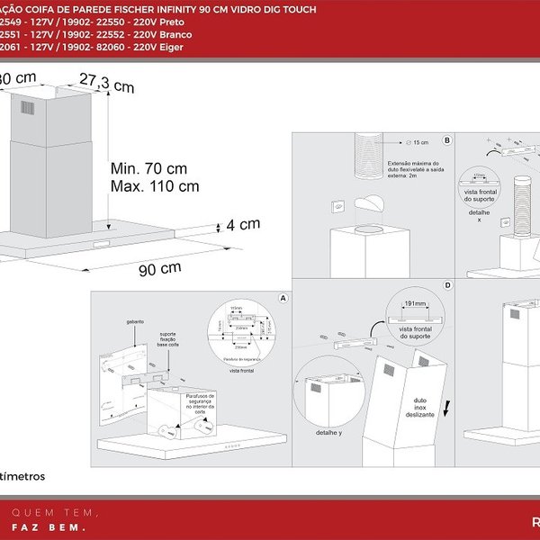 19902 coifa de parede fischer infinity 90 cm vidro dig touch 1