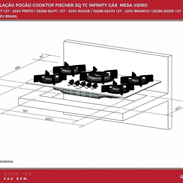 26298 fogao cooktop fischer 5q tc infinity gas mesa vidro rev 02 1
