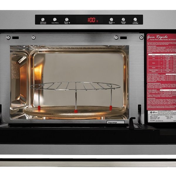forno micro ondas fischer de embutir 25l com dourador inox
