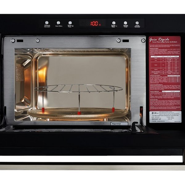 forno micro ondas fischer de embutir 25l com dourador preto1