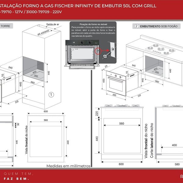31000 forno a gas fischer infinity de embutir 50l com grill 1