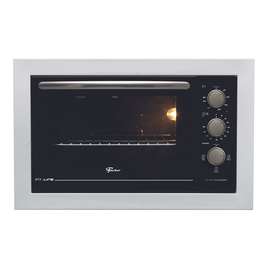 forno eletrico fischer fit line embutir 48l frontal branco 1