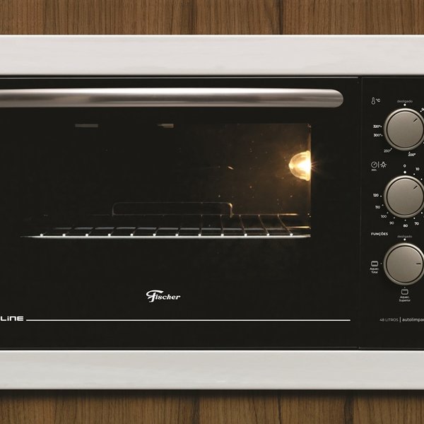 forno eletrico fischer fit line embutir 48l frontal branco