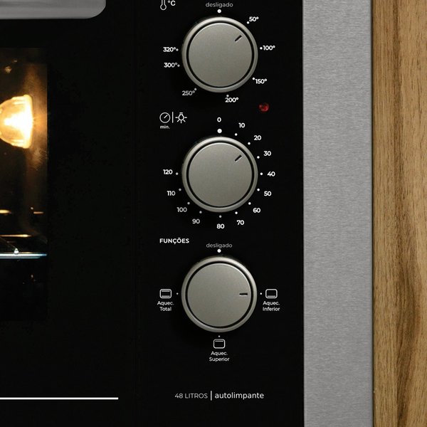 forno eletrico fischer fit line embutir 48l frontal inox 2