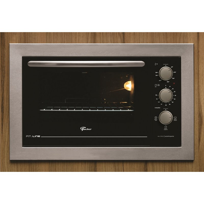 forno eletrico fischer fit line embutir 48l frontal inox 3