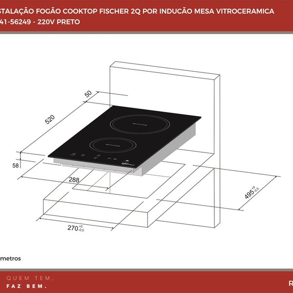 25941 33580 cooktop fischer 2q por inducao mesa vitroceramica