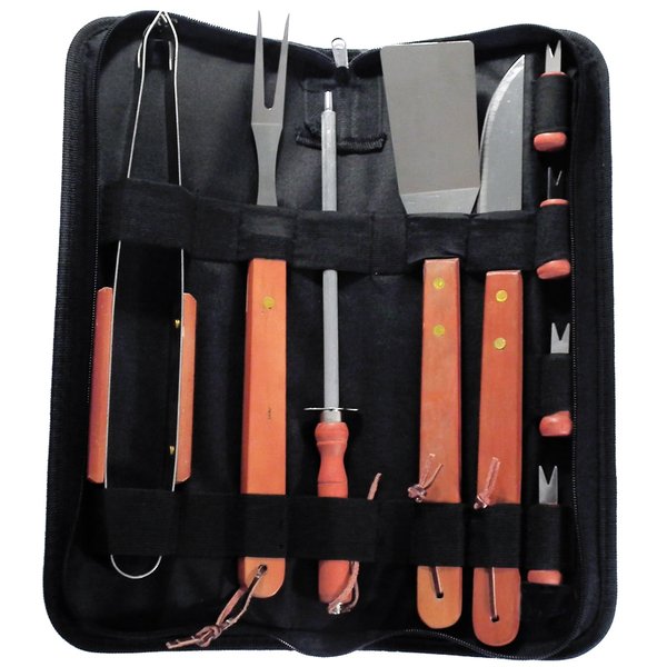 kit churrasco estojo de naylon preta aberto