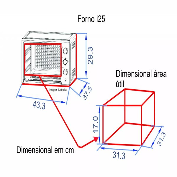 forno eletrico de bancada 25 litros fogatti black i25 1