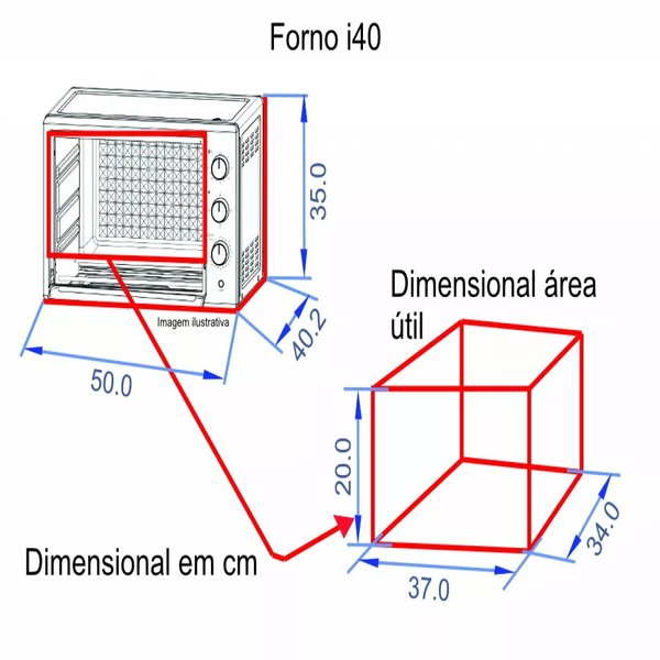 forno eletrico de bancada 40 litros fogatti black i40 1