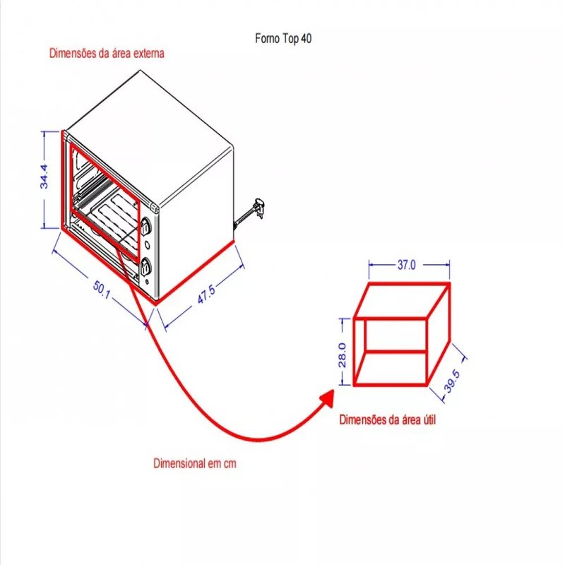 forno eletrico de bancada 40 litros fogatti top 40 black 3