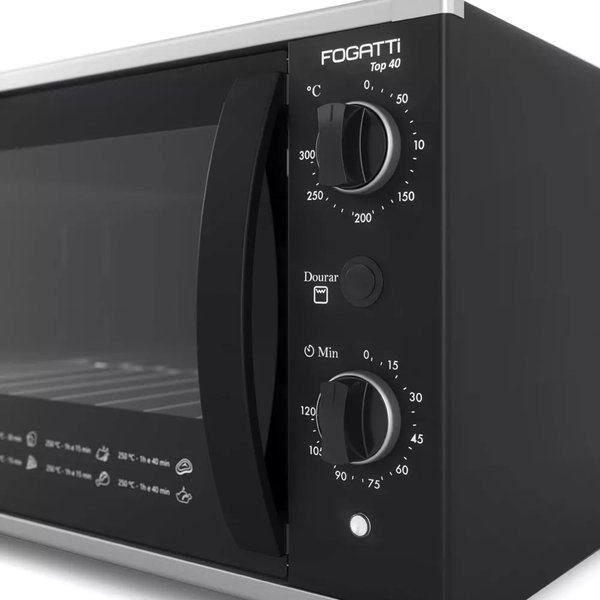 forno eletrico de bancada 40 litros fogatti top 40 black 4